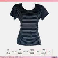 USED - Black Striped Crew Neck T-Shirt | เสื้อยืดสีดำ สีขาว ลายทาง แขนสั้น คอกลม y2k ทรงใหญ่ วินเทจ มือสอง