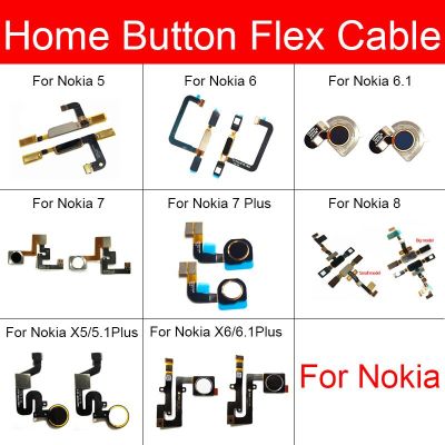 ลายนิ้วมือเซนเซอร์ Flex Ribbon สําหรับ Nokia 5 5.1 6 6.1 7 8 Plus X5 X6 Back Home Button Return Key Touch Sensor Flex Cable Parts