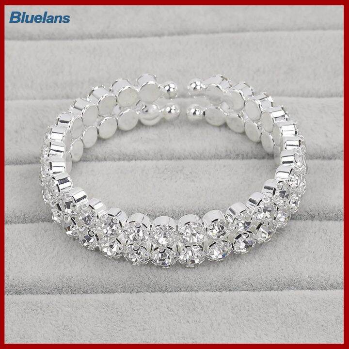 bluelans-ชุดเครื่องประดับพลอยเทียมหรูหรา1ชุดสำหรับผู้หญิงสร้อยคอโชกเกอร์คริสตัลเทียมเทียมสร้อยข้อมือเหมาะสำหรับงานแต่งงานของเจ้าสาว