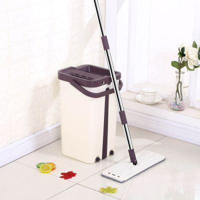Mop Kit With Wringer Bucket Squeeze Mop and Bucket Hand-Free Wringing Floor Cleaning Mop