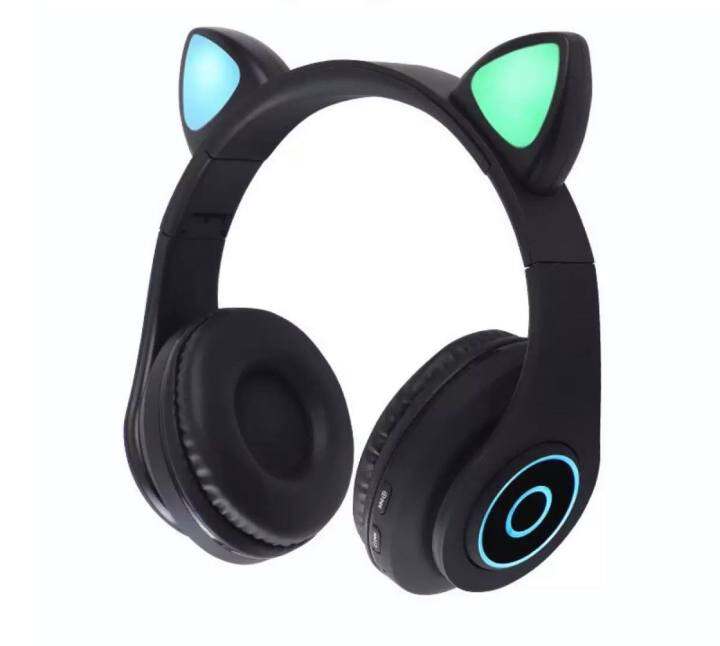 PXCB39 Cat Ear Headphones Led Light Adjustable Wireless Bluetooth
