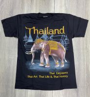 เสื้อยืด ลายช้าง ลายมวยไทย สีดำ ลายสกรีนหน้าหลัง T-Shirt