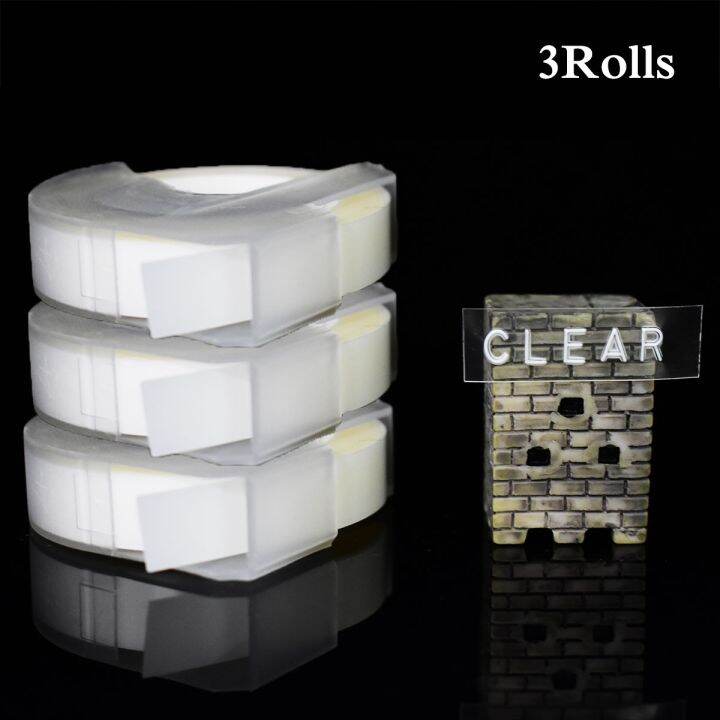3Rolls 3D Embossing Label Tape white on Clear Transparent 9mmx3m for