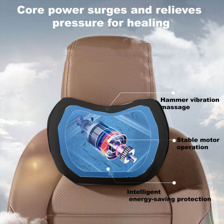 คลังสินค้าพร้อม-หมอนรองคอนวดหมอนรองเอวแบบสั่นศีรษะสำหรับรถยนต์และสำนักงานเบาะรองหลังนวดคอแบบที่นั่งนวด