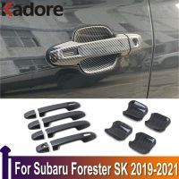 “:{》} ขอบฝาครอบมือจับประตูด้านข้างสำหรับ Subaru Forester SK 2018 2019 2020 2021ตกแต่งภายนอกโครเมี่ยม