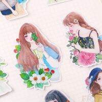 ❀ Flower Beauty Girl Q-1 Diary Manual Stickers ❀ 15PcsSet DIY Fashion Album Scrapbooks Decor Stickers