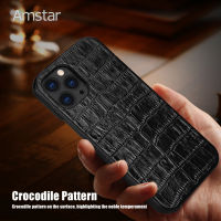 2023Hotsale Amstar ของแท้ Cowhide หนังเคสศัพท์สำหรับ 14 13 12 11 Pro Max Mini X XR XS Max SE 14 8 7 Plus Pure หนังปกหลัง