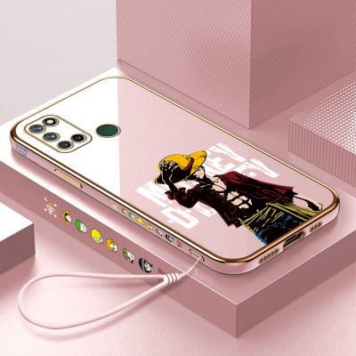 เคสโทรศัพท์มือถือสำหรับ Realme 7i 9i 5G 9 Pro Plus 5G 9 Pro + พร้อมสายคล้อง + เคสเคลือบลูฟี่การ์ตูนฝาหลังนิ่ม