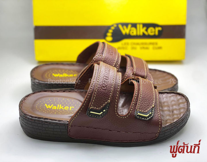 รองเท้า-walker-รุ่น-wb704-รองเท้าแตะวอคเกอร์-รองเท้าหนังแท้-สีน้ำตาล-ของแท้
