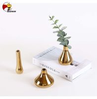 Beeman Golden Ceramic Vase Flower Arrangement Accessories Flower Vase Wedding Decoration Golden Flower Vases Decoration Home