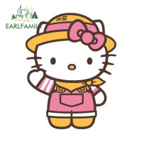 EARLFAMILY 13Cm X 10.2Cm สำหรับ Hello Kitty อุปกรณ์เสริมรถยนต์อนิเมะไวนิลกีตาร์กระเป๋าสติ๊กเกอร์สติกเกอร์ติดมอเตอร์ไซค์ JDM VAN