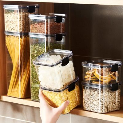 Food Grade Sealed Grain Cans Transparent Stackable Refrigerator Containers With Lids Plastic Snack Candy Kitchen Storage Tanks