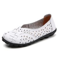 Women Flats Soft Genuine Leather Flat Shoes Woman Loafers Oxford Shoes For Women White Shoes Moccasins Footwear Size 35-42