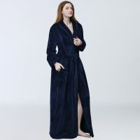 Women Comfortable Nightgown Sleepwear Autumn Winter Warm Coral Velvet Long Style Ladies Flannel Bathrobe Plus-Down Thickening