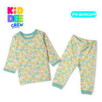 KiddeeCrew ชุดนอนเด็กผู้หญิง ลายดอกไม้เขียว Girls Pajamas Green flower pattern  เหมาะสำหรับอายุ 1-8 ปี