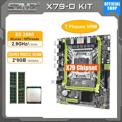 SZMZ เมนบอร์ด X79 D LGA 2011 Kit Xeon E5โปรเซสเซอร์2690และหน่วยความจำ DDR3 16GB เมนบอร์ด X79ชุด2690