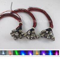 10-100pcs 5mm 12V colorful pre-wired LED Metal Indicator Pilot Dash Light Lamp Wire Leads