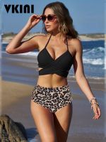 卍☫ Leopard Swimsuit High Waist Bikini Women 2022 Halter Top Swimwear Woman Bandage Bathing Suit Sexy Summer Swimming 2 Pieces Set