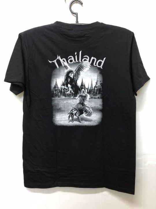 เสื้อลายไก่ชน-สกรีน-วินเทจ-คอกลม-ผ้าคอตตอน-cotton-100