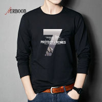 AIRBOOB เสื้อยืดผู้ชายสำหรับฤดูใบไม้ร่วงและเสื้อแขนปล่อยเสื้อยืดพิมพ์ลายคอกลมอินเทรนด์เสื้อท่อนบนสำหรับฤดูใบไม้ร่วง