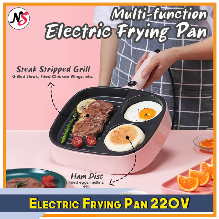 Multifunctional 3 in 1 Electric Frying Pan Kitchen Egg Steak Nonstick