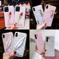 {Taoyitao} 3D ระยิบระยับสุดหรูเคสขนนกกุหลาบนิ่มเคสสำหรับหัวเหว่ย P60 P40 Pro P30 P50 Lite Mate 50 Nova 9 10 Honor X8 X9 70 80