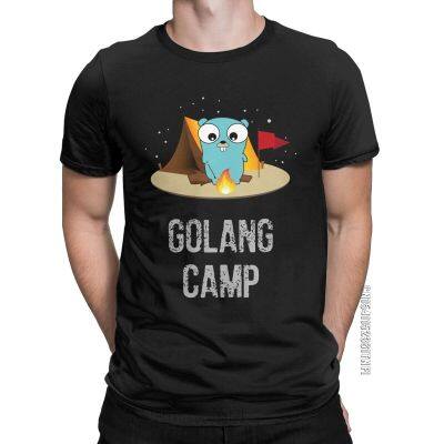 Golang Gopher Code T-Shirts For Men Vintage Pure Cotton Tees Crewneck Classic Short Sleeve T Shirts Gift Idea Clothes