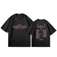 oversize T-shirt เสื้อยืดแขนสั้น ผ้าฝ้าย ทรงหลวม ขนาดใหญ่ พิมพ์ลาย KPOP BLACKPINK BORN PINK World Tour DALLAS สไตล์เกาหล