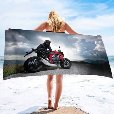 hotx 【cw】 Motorcycle Beach BlanketLarge Microfiber Shower TowelQuick-Dry Soft Super Absorbent Throw