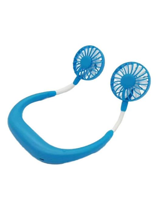 1PCs Portable Fans Hand Free Neckband Fans With USB Rechargeable 1200mA Battery Operated Dual Wind Head 3 Speed Adjustable Fan