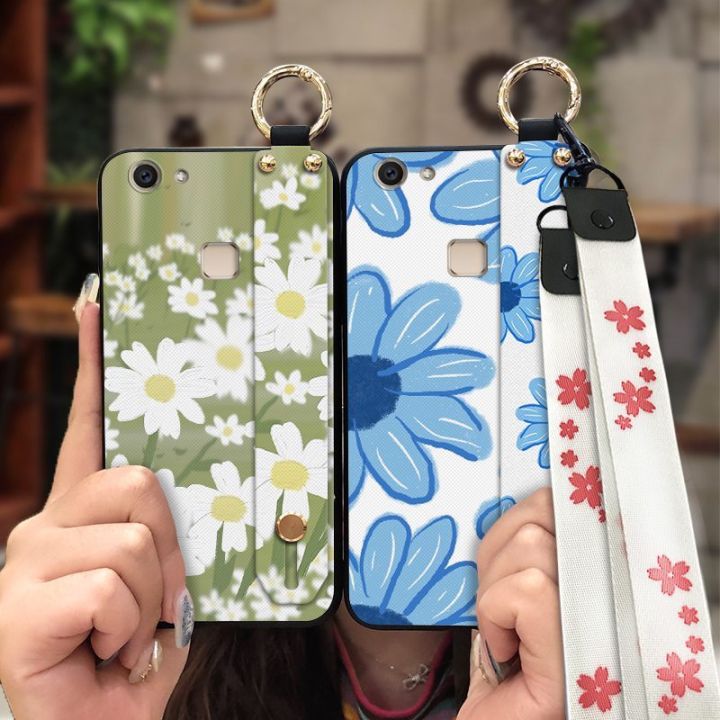wrist-strap-painting-flowers-phone-case-for-vivo-v7-y75-sunflower-durable-soft-case-anti-dust-ring-fashion-design-soft