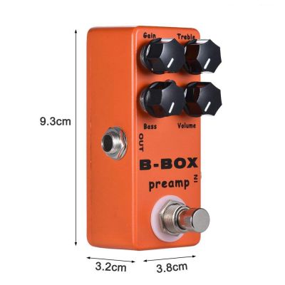 MOSKY B-Box กีต้าร์ไฟฟ้า Preamp เอ็ฟเฟ็กต์เสียงแตกแบบเหยียบเปลือกโลหะเต็มรูปแบบ True Bypass