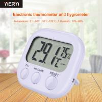 yieryi Mini Digital Thermometer Hygrometer Indoor LCD Display Thermo Hygrometers With Stand for home Temperature Moisture meter Clock Indoor temperature monitor humidity - intl