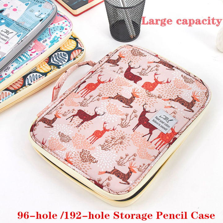 kawaii-deer-96-192-holes-pencil-case-waterproof-nylon-art-pen-watercolor-pouch-brush-stationery-bag-school-supplies-folder-bags
