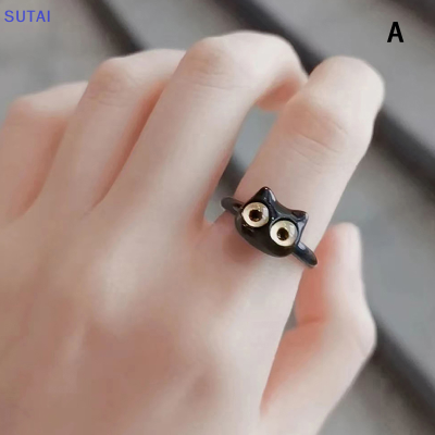 💖【Lowest price】SUTAI แหวนแฟชั่นคู่รักรูปแมวตาหวานน่ารักแหวนเปิดได้รูปกระต่ายสัตว์เครื่องประดับสำหรับผู้หญิงเป็นของขวัญ