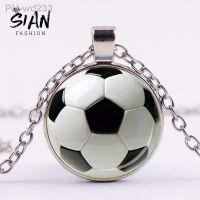 SIAN Novelty Fashion Soccer Pendant Necklace Football Art Photo Glass Cabochon Long Necklace Men Boy Children Gift Sport Jewelry