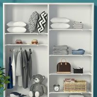 Scalable Closet Organizer Nail Free Wardrobe Layered Partition Kitchen Bathroom Multifunctional Storage Shelf Cabinet Holder