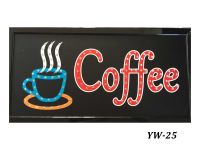 PP ป้ายไฟLED Coffe รุ่น YW-25 LED SIGN ข้อความ อักษร ตกแต่งหน้าร้าน