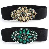 【cw】 Luxury Brand WaterInlaid with Elastic Women 39;sWedding RunwayHigh end WideCorsetBelt