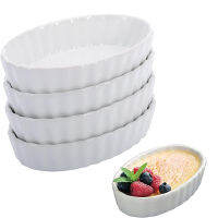 DAFIFY Non-Stick Porcelain Ramekins Bakeware Dishes รูปไข่-4ออนซ์สำหรับ Creme Brulee-ชุด2