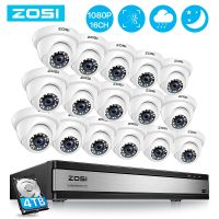 ZOSI H.265ระบบกล้องวงจรปิด16CH 1080P + ชุดกล้องตรวจตราวิดีโอตัว DVR จับการเคลื่อนไหวของในร่มกลางแจ้ง16ช่องกล้องวงจรปิด