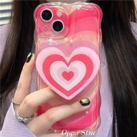 Korea Cute Gradient Love Heart Clear Soft Case For iPhone 14 Pro Max 12 13 11 Ring Holder Stand Luxury Transparent Cover Coque