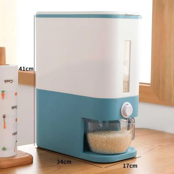 POLY 12kg Rice Dispenser with Measuring Cup Large Capacity Visual Scale