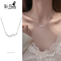 We Flower Unique Silver Ginkgo Leaf Pendant Necklace for Women Trendy Mori Girl Necklace Jewelry