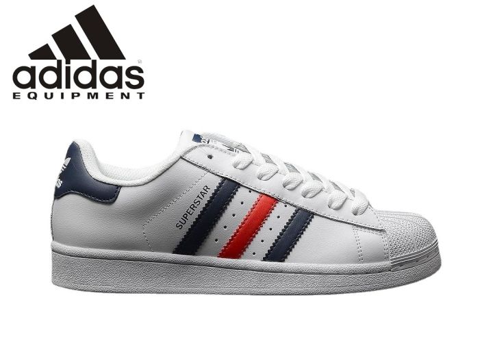 Originals Adidas Superstar Men's Comfortable Running Fashion Casual Skateboarding Sneakers (White Blue) | Lazada PH