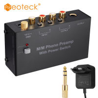 Neoteck Phono Preamp มินิสเตอริโอเสียงต่ำ MM เครื่องเล่นแผ่นเสียงพร้อม RCA อินพุตและเอาต์พุต1/4 TRS เอาต์พุต3.5มม. ถึง6.35มม. อะแดปเตอร์