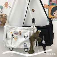 【Lanse store】Student Girl Canvas Shoulder Bag Harajuku Retro Men Messenger Large Capacity Crossbody Bags for Women 2022 Pouch Pack Bolsas