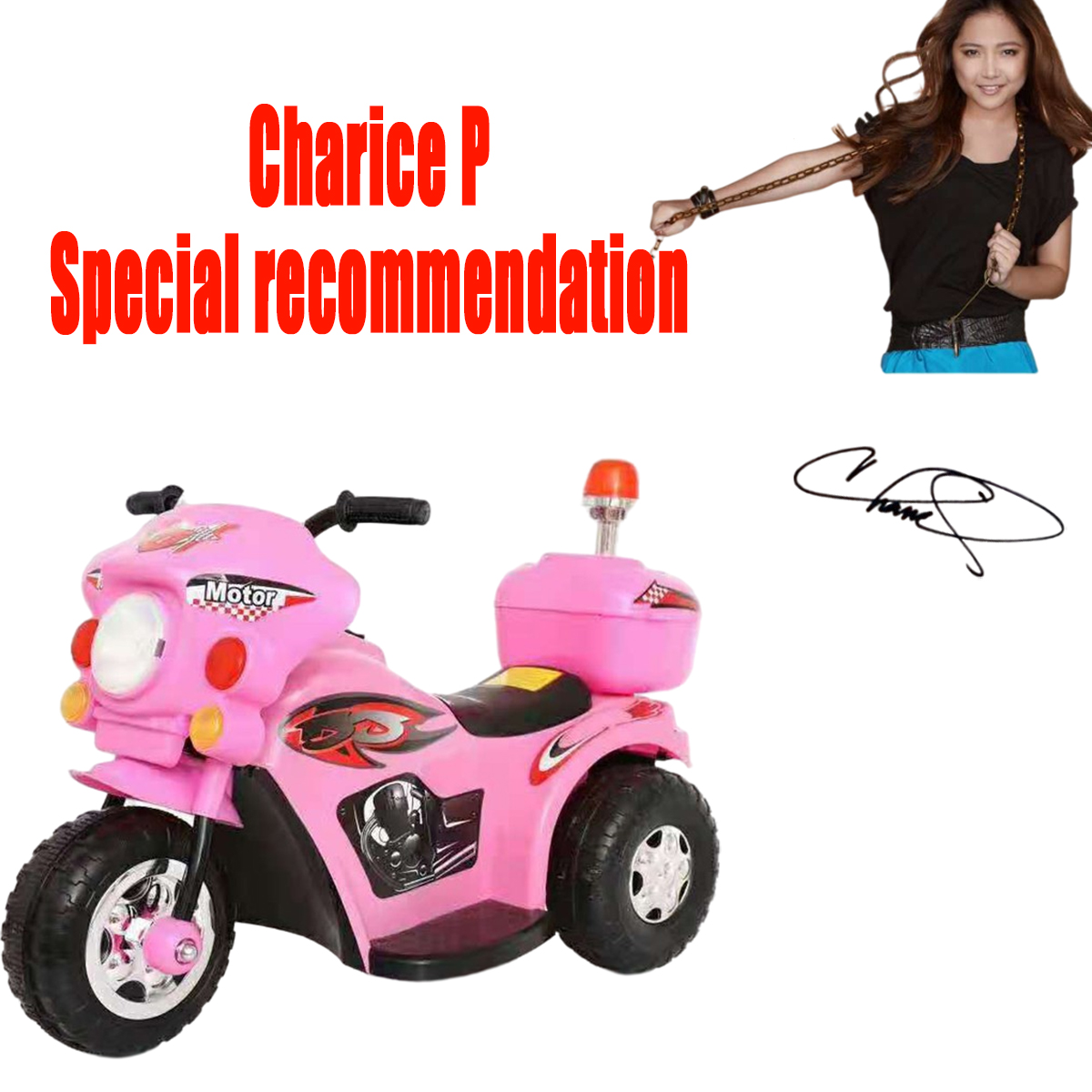 Kids Girls Ride-On Toy Motorcycle Rechargeable Tots Police Motorbike Pink Purple 