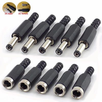 10Pcs DC Male DC Female Connectors DC Power Jack Plug Adapter Cctv Camera Security System for DIY Cctv Accessories 2.1*5.5MM  Wires Leads Adapters