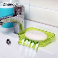 ✴♧ ZhangJi Light Waterfall Soap Dish 4 Colors Bathroom Water Drainer Soap Box Suction Cup Plastic Soap storage Holder